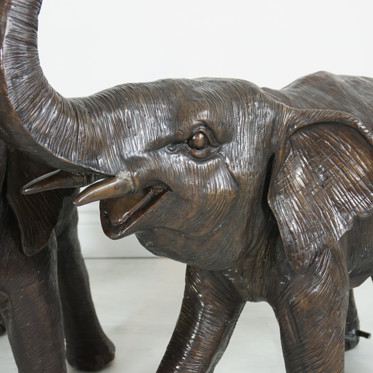 Pair of Bronze Elephants Water Fountain IronGate Garden Elements