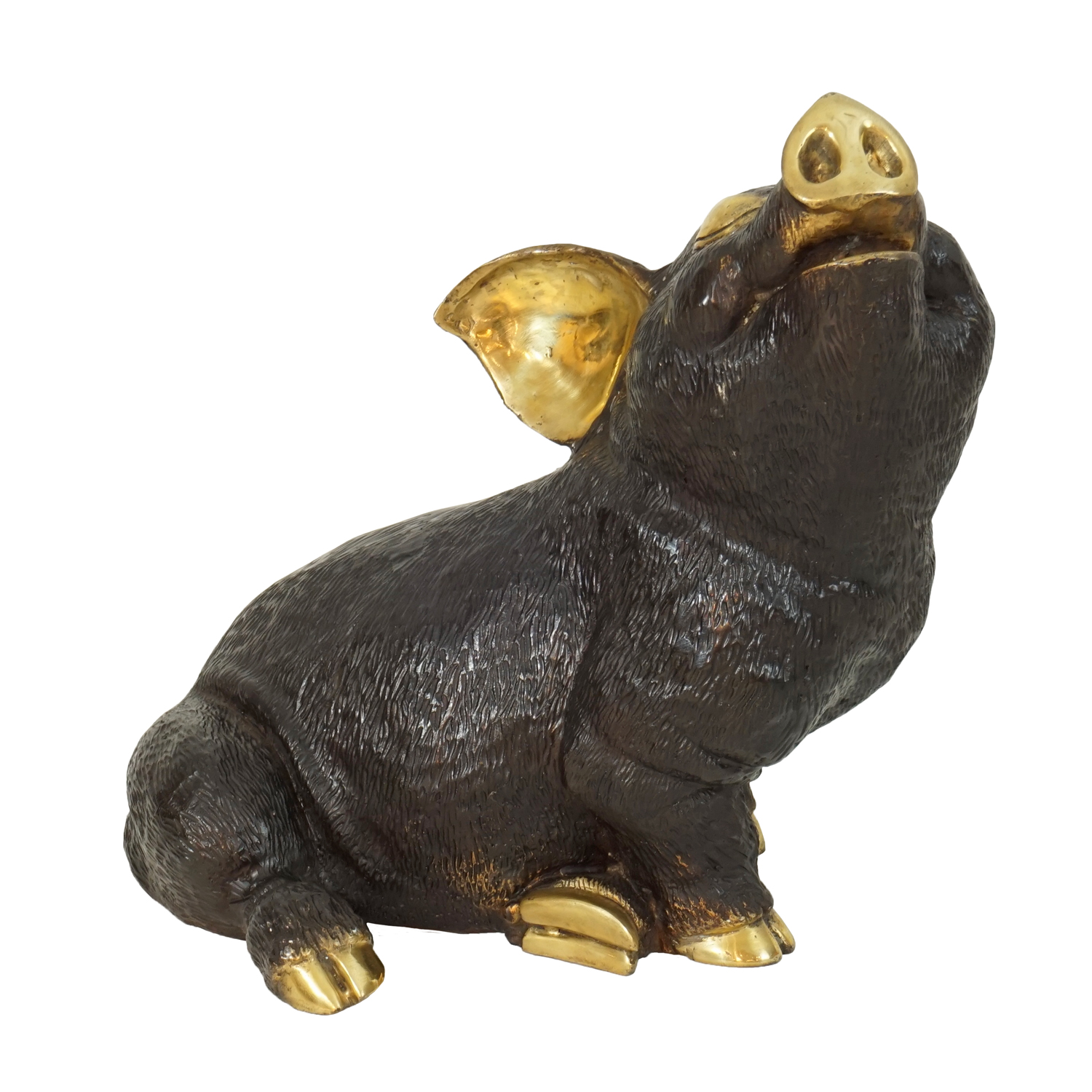 Sitting Smiling Pig Statue IronGate Garden Elements