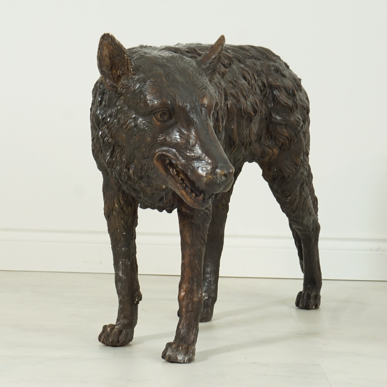 Large Standing Wolf Statue in Bronze IronGate Garden Elements