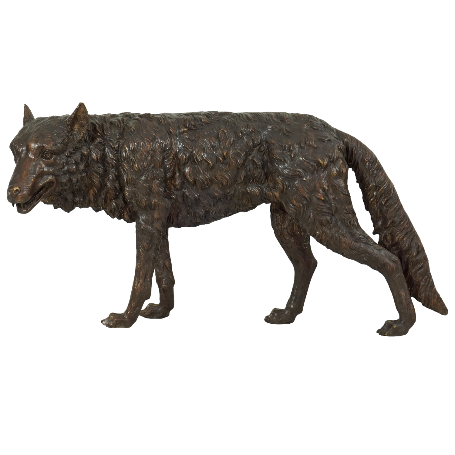 Large Standing Wolf Statue in Bronze IronGate Garden Elements