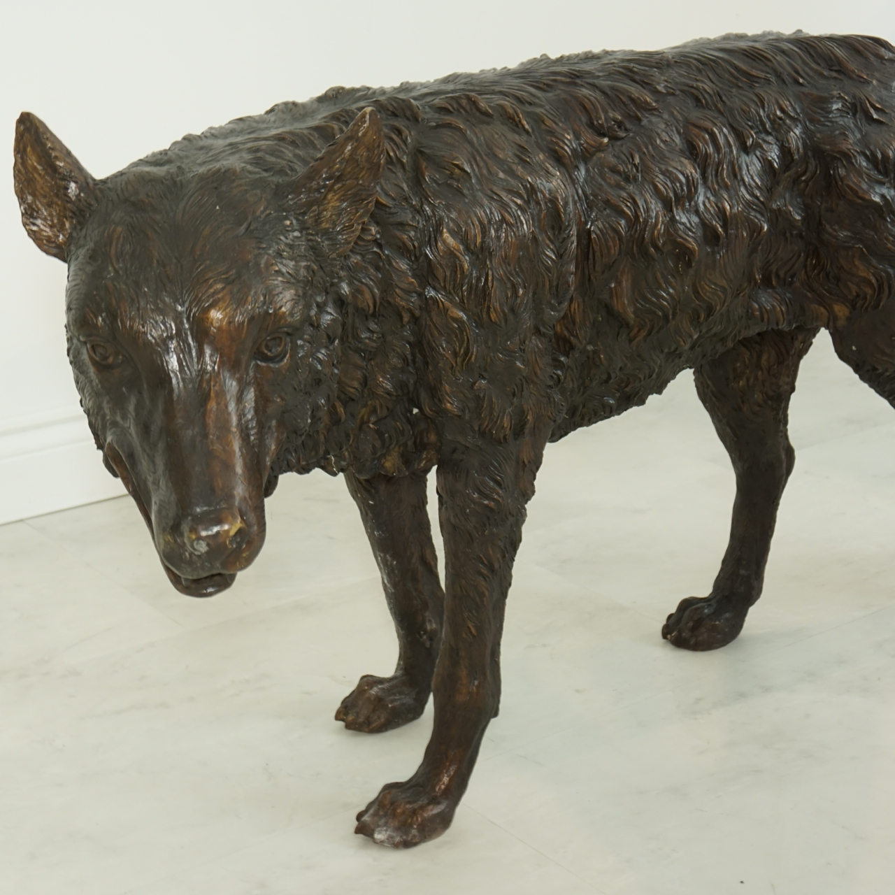 Large Standing Wolf Statue in Bronze IronGate Garden Elements