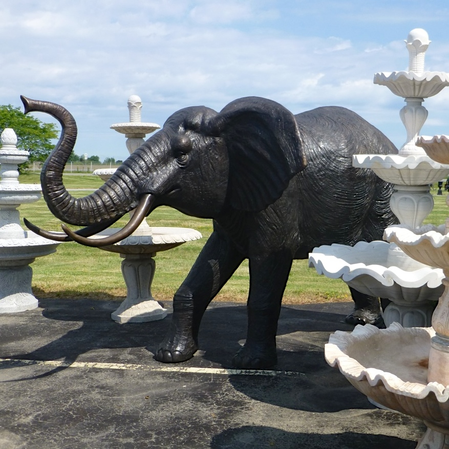 Extra Large Bronze Elephant Statue Life Size - Irongate Garden Elements